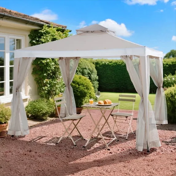 10×10 Outdoor Soft Top Patio Gazebo with Netting