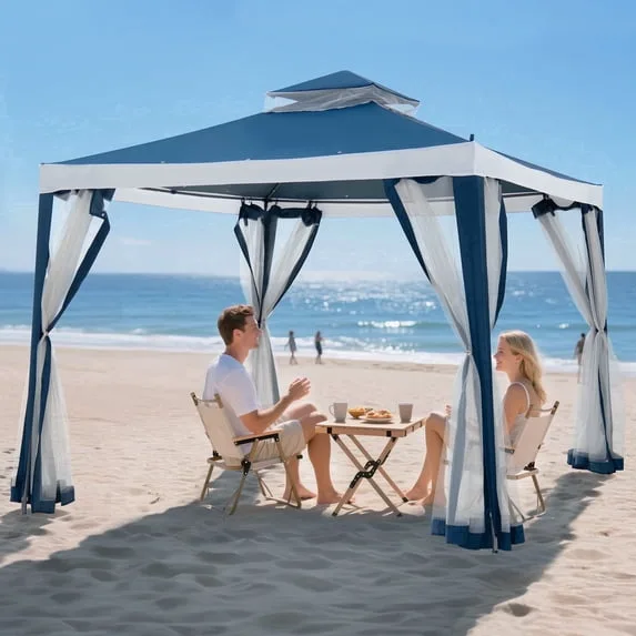 10’ x 10’ Outdoor Patio Gazebo with Mesh Netting