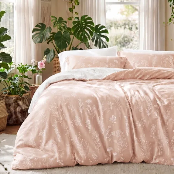3 Piece Queen Dusty Rose Floral Comforter Set