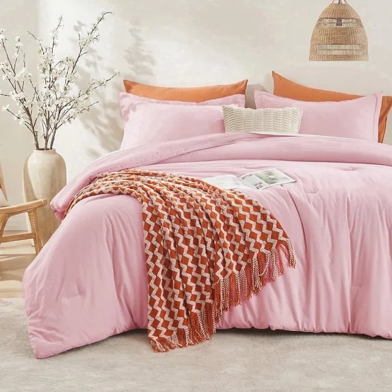Queen Comforter Set, Pink