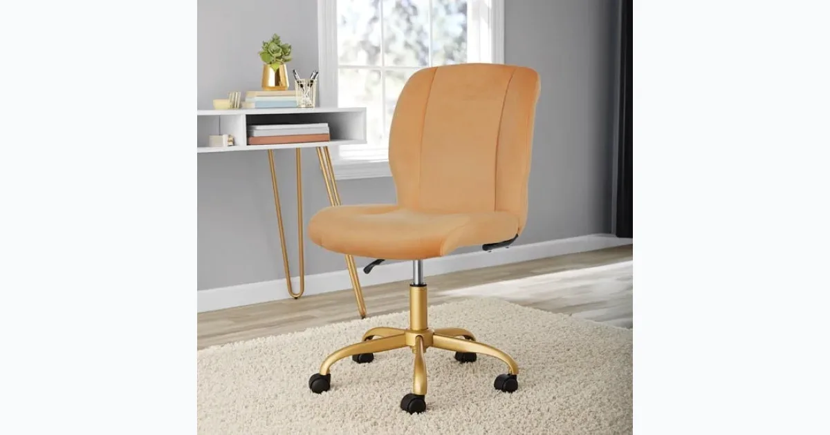 Plush Velvet Office Chair, Dusty Gold