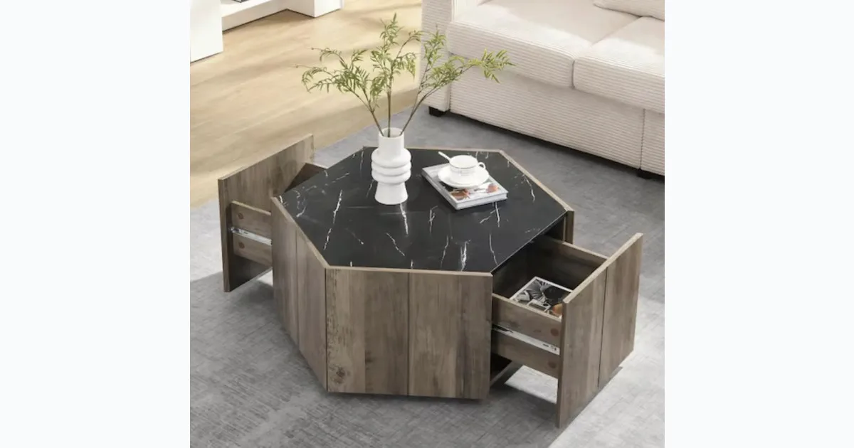 Coffee Table with Hidden Drawers