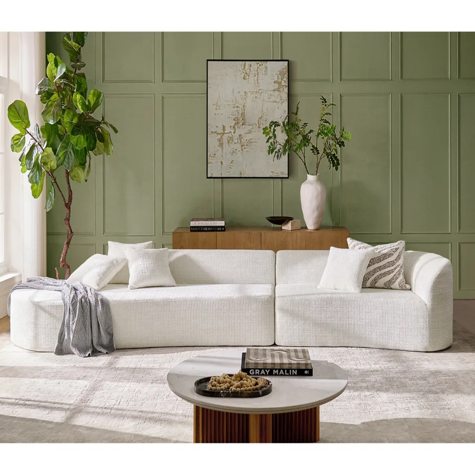 Curved Chenille Sectional Sofa
