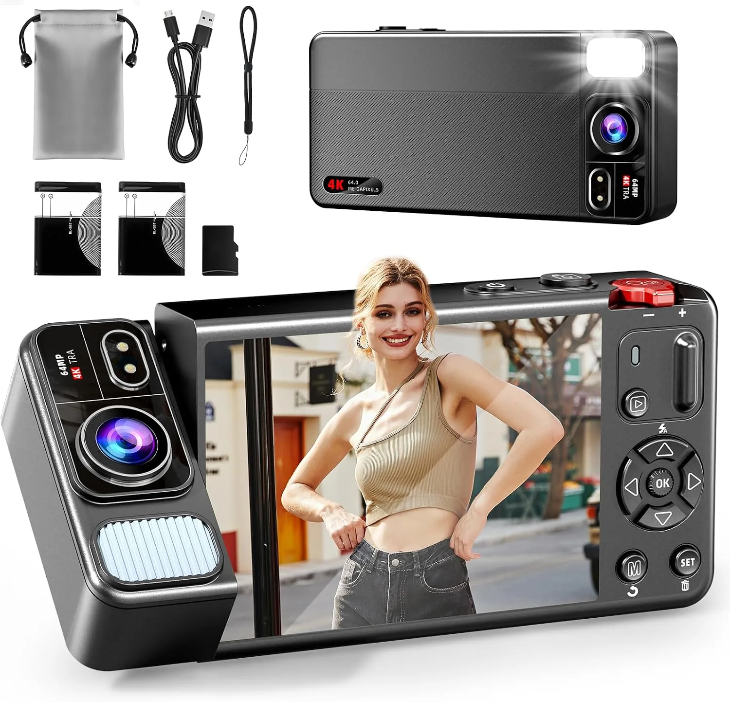 4K 64MP Point and Shoot Digital Camera