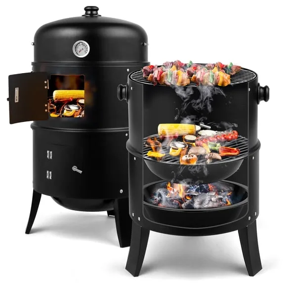 Outdoor Barbecue Pit Smoker with 3 Levels