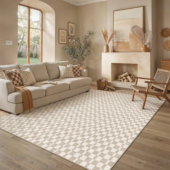 8×10 Modern Checkered Plaid Area Rug