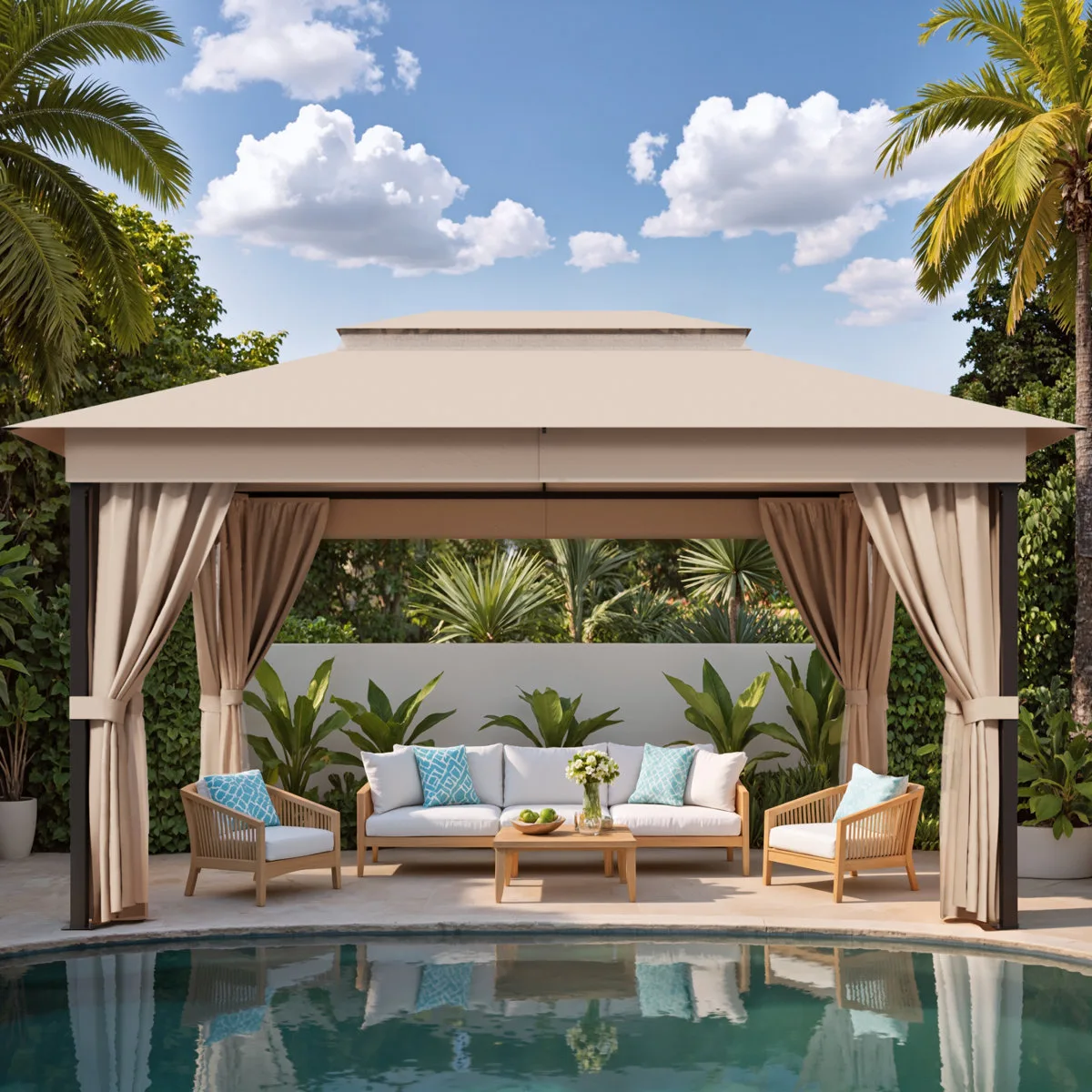 Patio Gazebo with 2-Tier Canopy