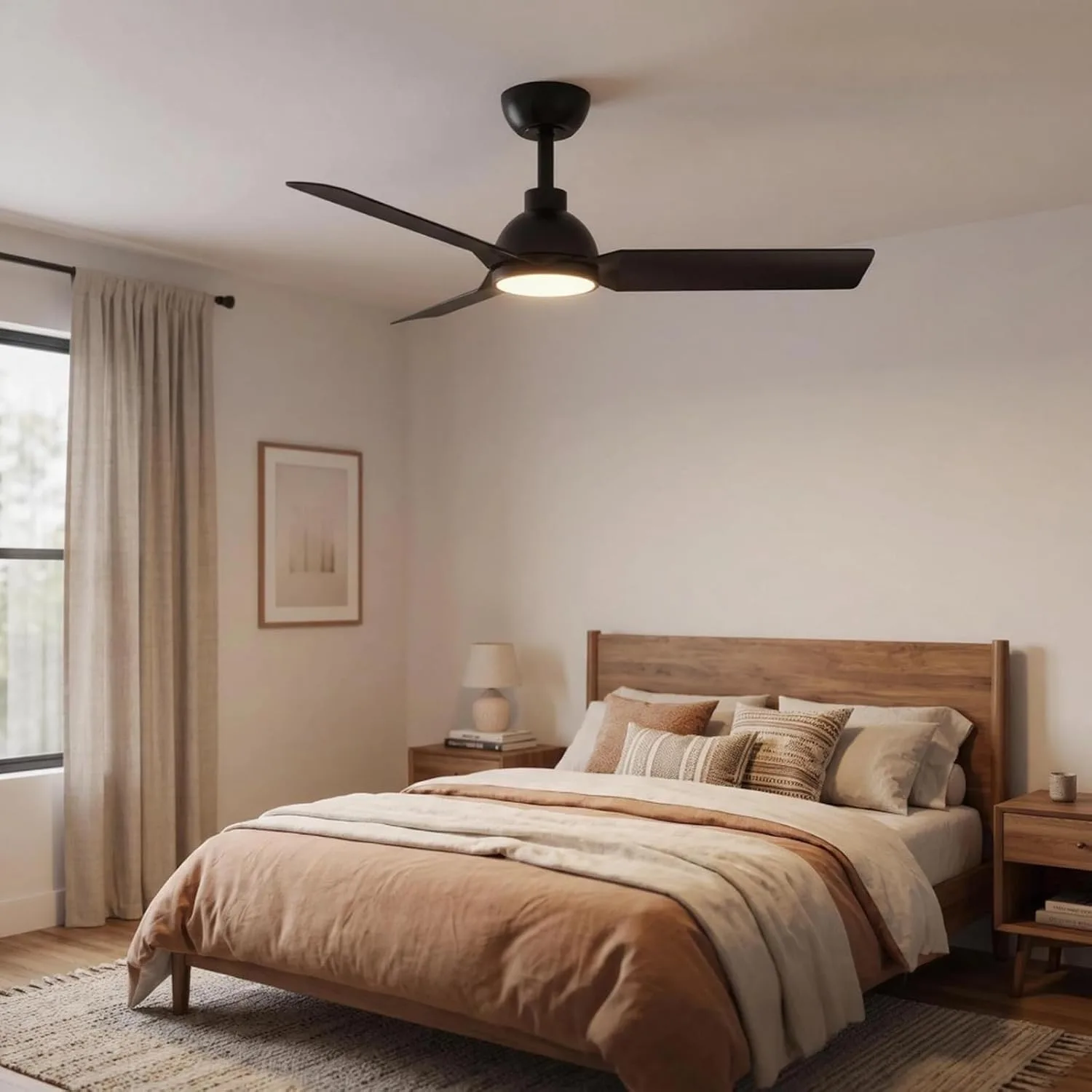 42 Inch Black Ceiling Fan with Lights and Remote
