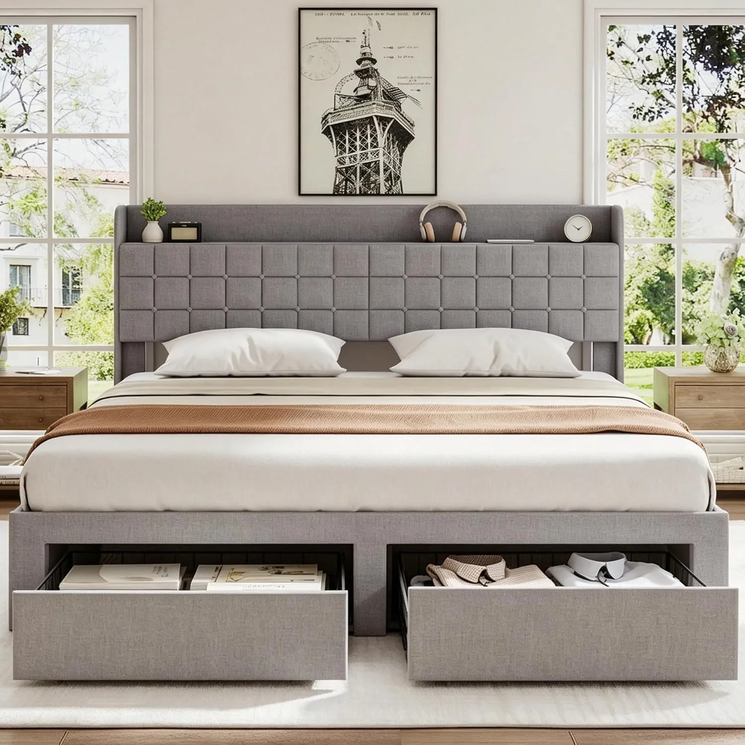 King Size Bed Frame With Storage Drawers