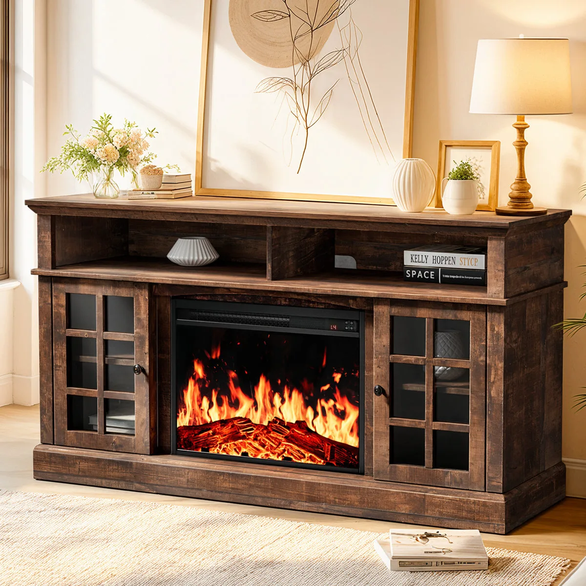 TV Stand for TVs up to 70” With Electric Fireplace