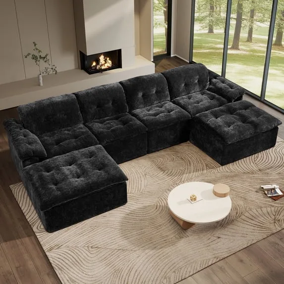 6-Piece U-Shaped Modular Sectional Sofa