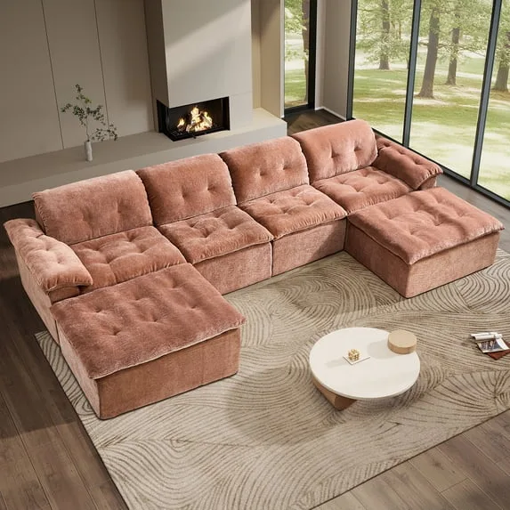 6-Piece U-Shaped Modular Sectional Sofa