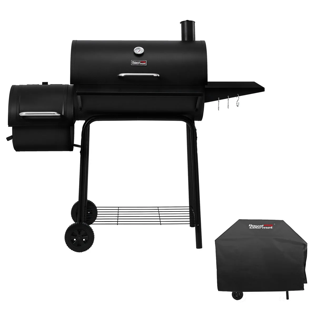 Barrel Charcoal Grill with Smoker includes cover