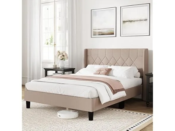 Full Size Bed Frame Beige