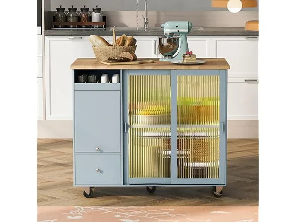 Kitchen Island Cart with Drop Leaf