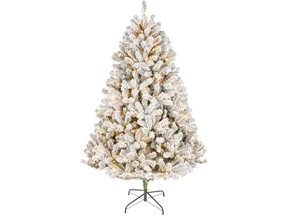6ft Pre-Lit Flocked Acacia Artificial Christmas Tree