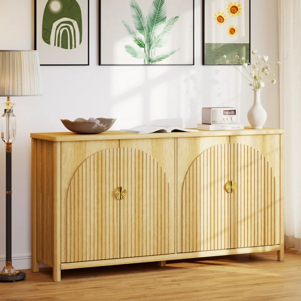 Farmhouse-style Wooden Sideboard with Adjustable Shelves