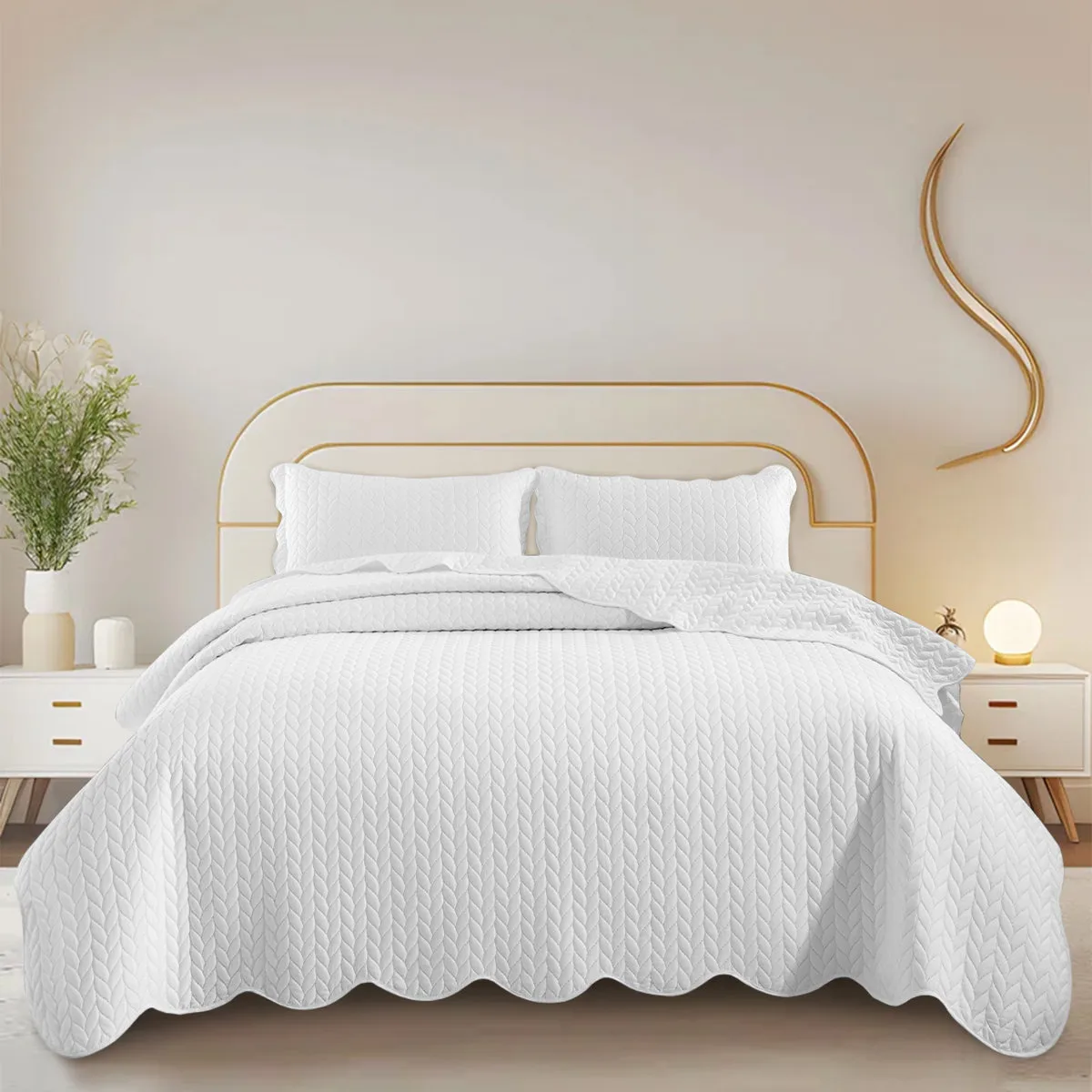 Cal King Embossed Quilted Bedspread Set