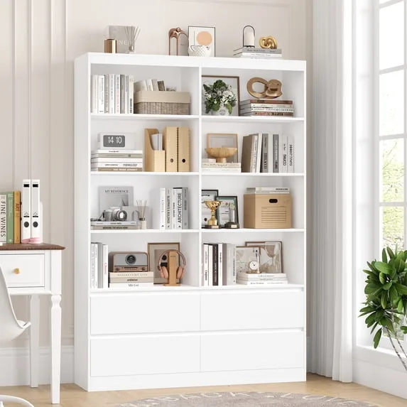 Tall Bookcase with 4 Drawers