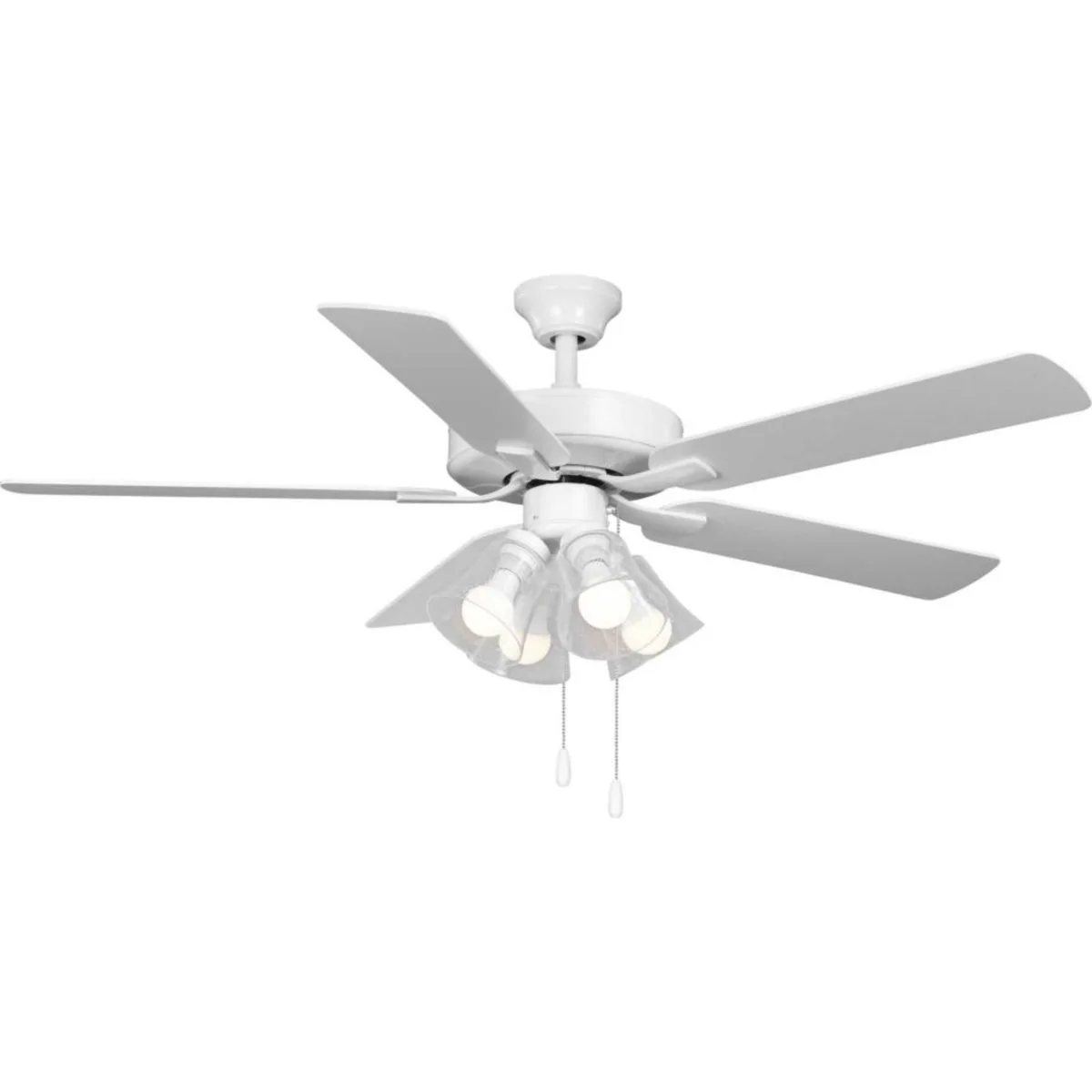 White Ceiling Fan with Light Kit and Reversible White/Antique Wood Blades