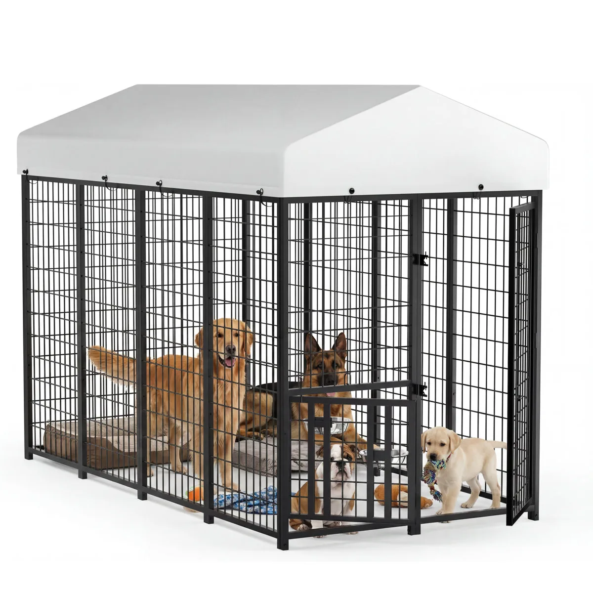 Outdoor Dog Kennel With Rotating Feeding Door
