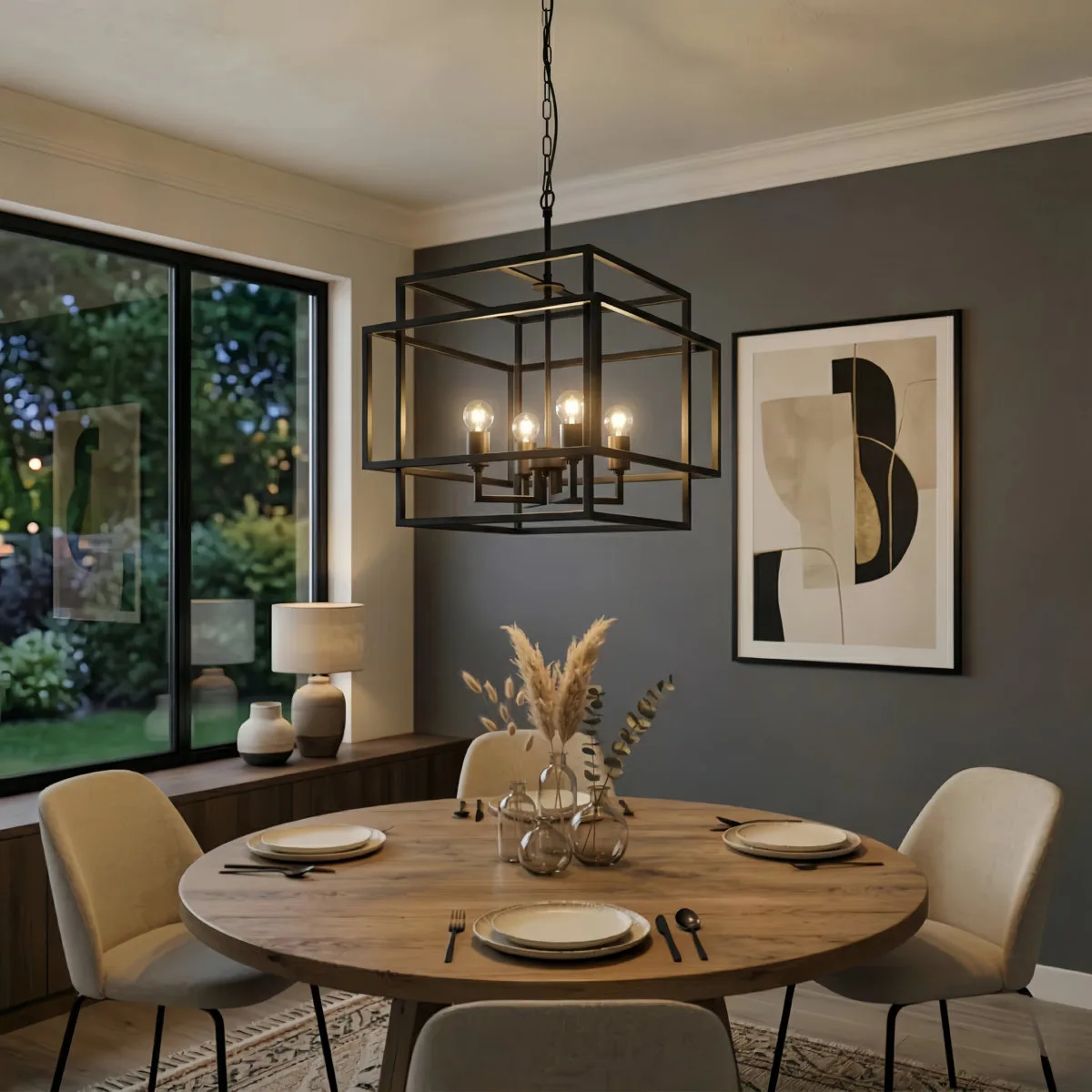 Dimmable Modern Kitchen Island Square Chandelier