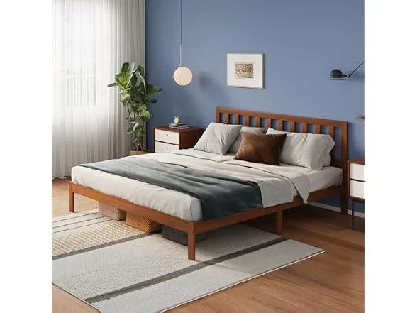 Solid Wood Platform Bed Frame with Headboard