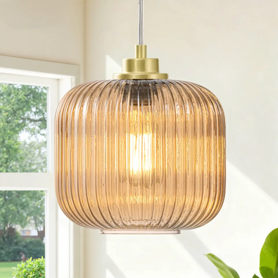 Single Pendant Light With Stained Glass Shade