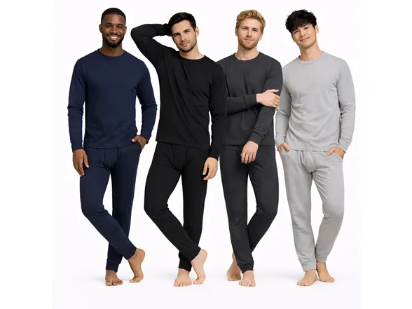 6 Piece: Men’s Winter Thermal Underwear Top & Bottom Base Layer Set (3 Full Sets / 3 Tops & 3 Bottoms)