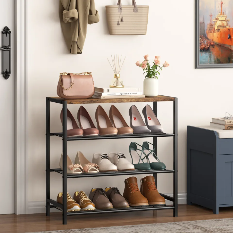 4 Tier Shoe Rack 9 Pair Shoe Storage for Closet Entryway