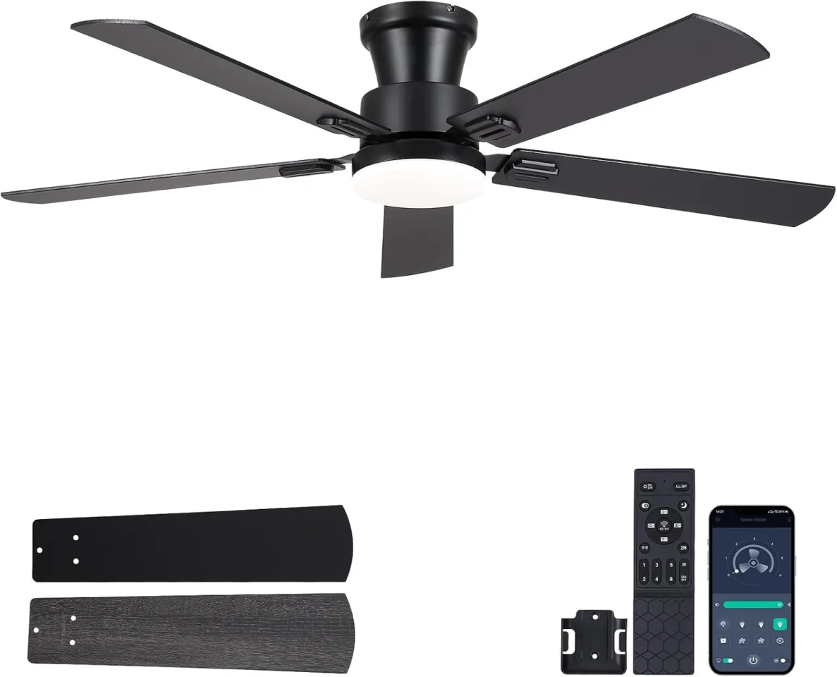 52 Inch Low Profile Ceiling Fans with Lights