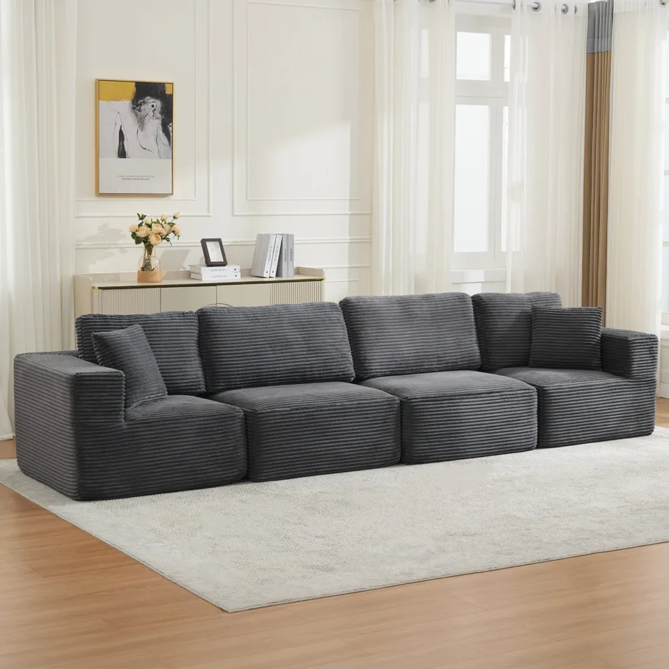 Corduroy Upholstered Sectional 4-Piece Modular Sofa Set