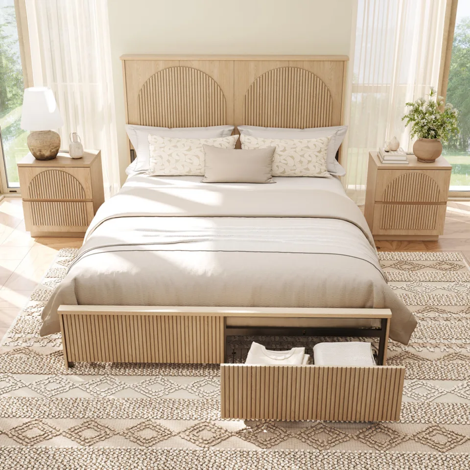 Designer Curved Three-dimensional Texture 3-piece Bedroom Sets