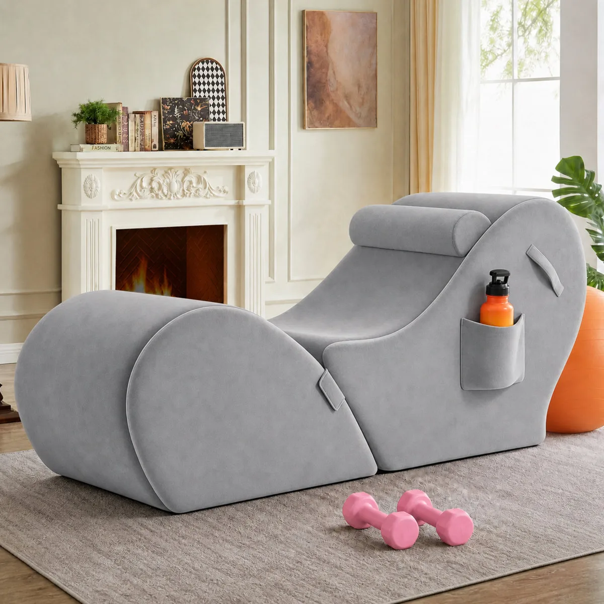 Ergonomic Convertible Yoga Chaise Lounge with Headrest