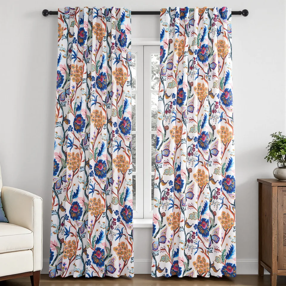 Floral Patterned Curtains Mid Century Botanical Drapes