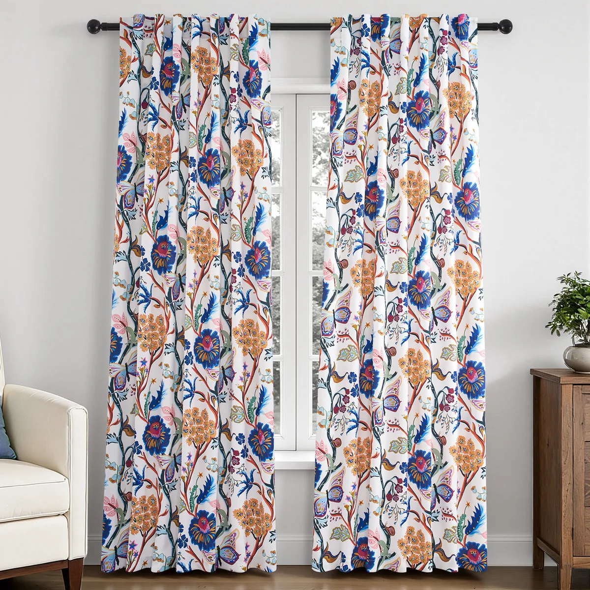 Floral Patterned Curtains Mid Century Botanical Drapes